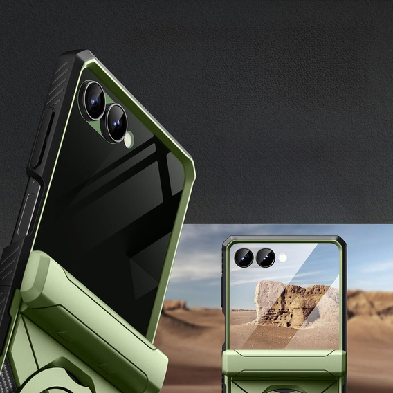 Tongate MECH tok MagSafe-val a Samsung Galaxy Z Flip7 FE / Z Flip6 készülékhez, zöld színű