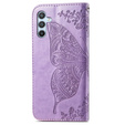 Pántos tok Samsung Galaxy A17 5G, pénztárca, pillangó, lila