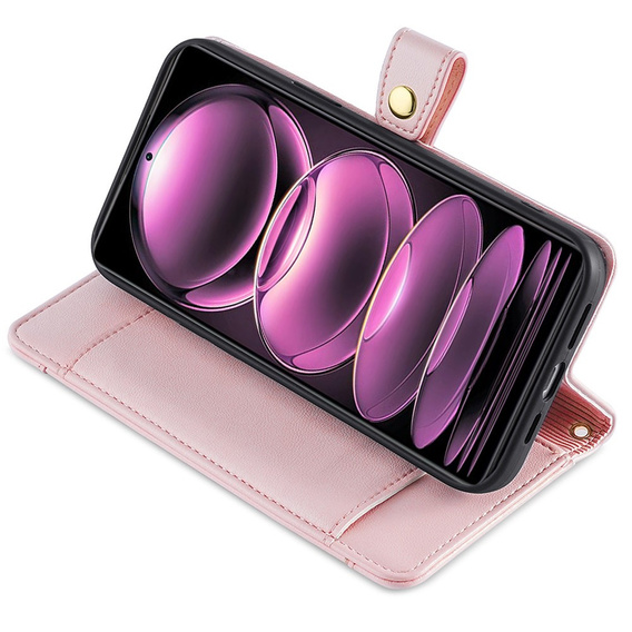 Pattintható tok a Xiaomi 13T / 13T Pro / Redmi K60 Ultra Wallet Zipper Pocket, Wallet Zipper Pocket, rózsaszín
