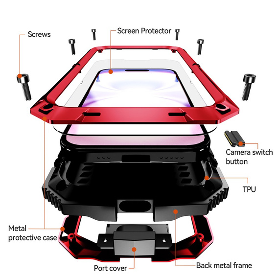 R-JUST tok állvánnyal és beépített üveggel iPhone 17-hez