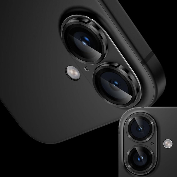 Fényképezőüveg iPhone 16 / 16 Plus készülékhez, fekete fém borítással ERBORD