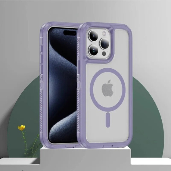 Tok kerettel iPhone 13 Pro készülékhez, MagSafe-hoz, átlátszó / lila