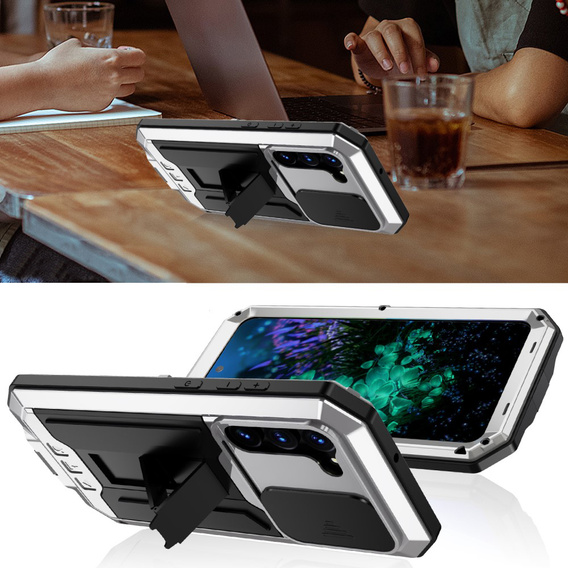 Páncélozott tok a Samsung Galaxy S23 Plus, R-JUST CamShield Slide, ezüst