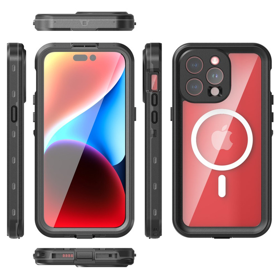 IP68 vízálló tok a iPhone 15 Pro Max, SHELLBOX MagSafe, fekete