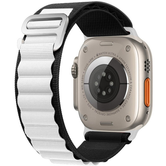 Nylon szíj Apple Watch 1/2/3/4/4/5/6/7/8/SE/ULTRA 42/44/45/45/49mm, fekete / fehér