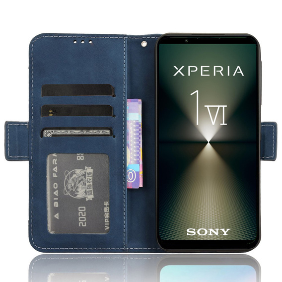 Pattintható tok a Sony Xperia 1 VI, Card Slot, sötétkék