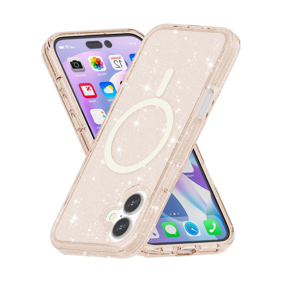 Tok iPhone 17 készülékhez, MagSafe, csillogó, áttetsző arany színű