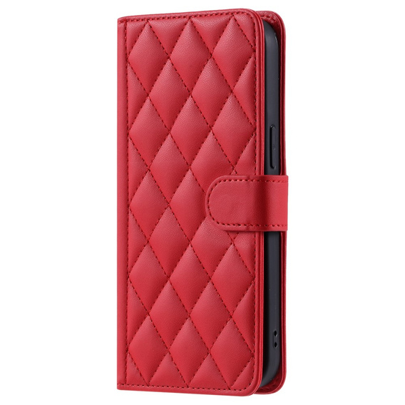 Flap tok iPhone 16 Plus, Rhombus Crossbody Leather, piros