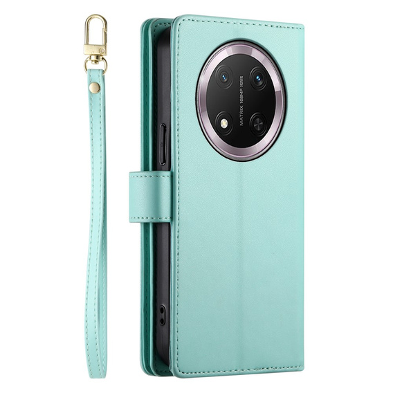 Pattintható tok a Honor Magic 7 Lite, Wallet Zipper Pocket, menta