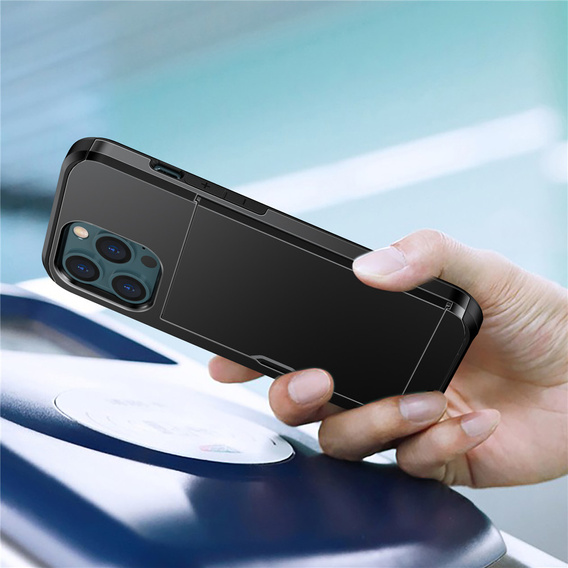 Telefontok a iPhone 12 / 12 Pro, Sliding Card Holder, fekete