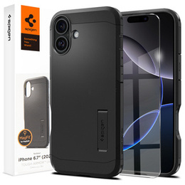 Spigen tok iPhone 16 Plus készülékhez, Tough Armor Mag Mag MagSafe, fekete + 9H edzett üveg