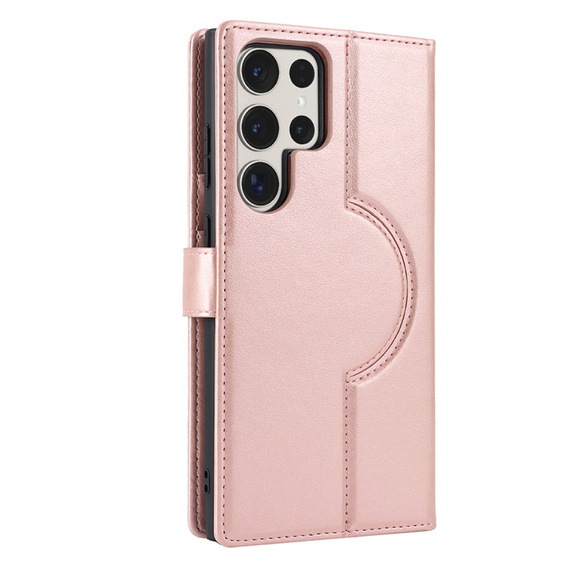 Pattintható tok Samsung Galaxy S23 Ultra, pénztárca, MagSafe-hoz, rózsaszín rose gold