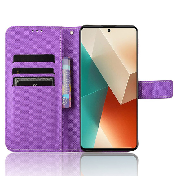 Pattintható tok a Xiaomi Redmi Note 13 5G, Wallet Smart Magnet, lila