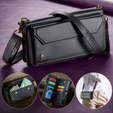 Tok CASEME Samsung Galaxy S24 FE, RFID Leather Wallet, vállpánttal, fekete