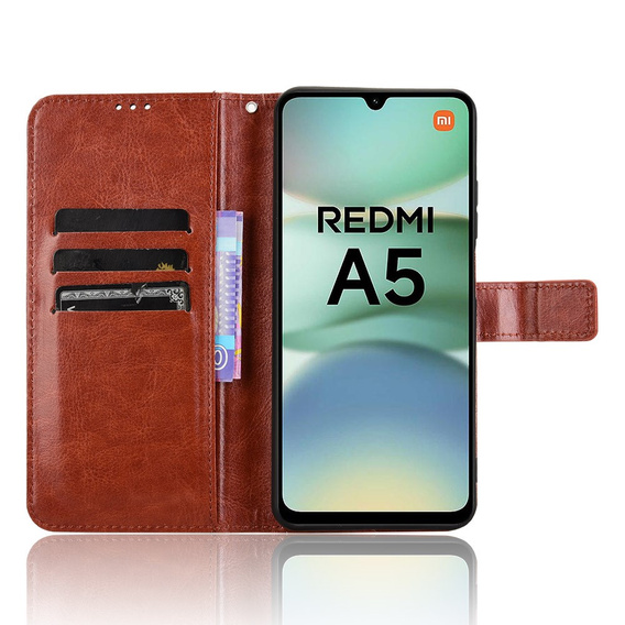 Pattintható tok a Xiaomi Redmi A5, Crazy Horse Wallet, barna