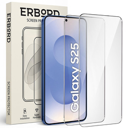 2x edzett üveg a Samsung Galaxy S24/S25, ERBORD 9H Hard Glass a képernyőn
