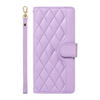 Flap tok iPhone 16E, Rhombus Crossbody Leather, lila