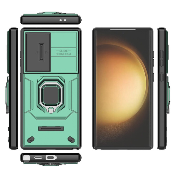 Telefontok a Samsung Galaxy S24 Ultra, KickStand Camera Lens, zöld