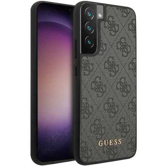 GUESS Telefontok a Samsung Galaxy S23, 4G Metal Gold Logo, szürke