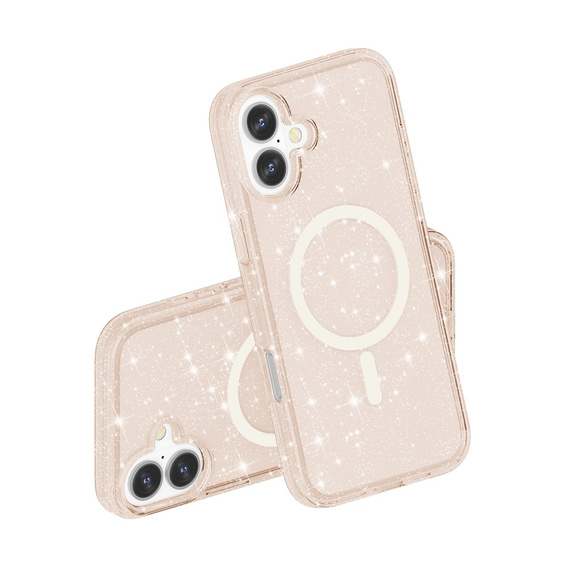 Tok iPhone 17 készülékhez, MagSafe, csillogó, áttetsző arany színű