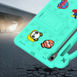 Gyermek tok Samsung Galaxy Tab S7/S8/S9, Cute Patterns, állvánnyal, zöld