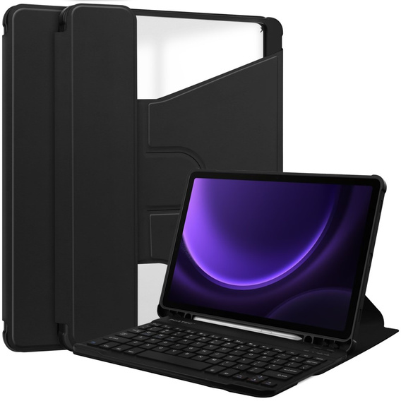 Billentyűzet tok Samsung Galaxy Tab S10 Lite / S10 FE / S9 FE, Rotary 360° Leather, fekete
