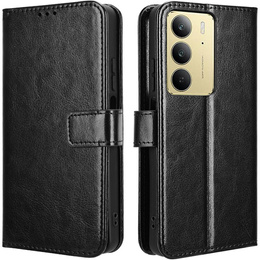Pattintható tok a Realme 14X / Realme C75, Crazy Horse Wallet, fekete