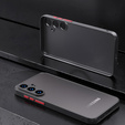 Szilikon tok Samsung Galaxy S25, kamera védelemmel, átlátszó / fekete + 9H edzett üveg