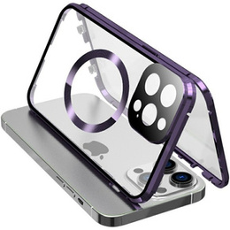 Magnetic Dual Glass MagSafe tok iPhone 15 Plus, lila