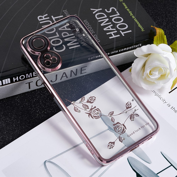 tok Oppo Reno8 T 4G, csillogó virág, rózsaszín rose gold