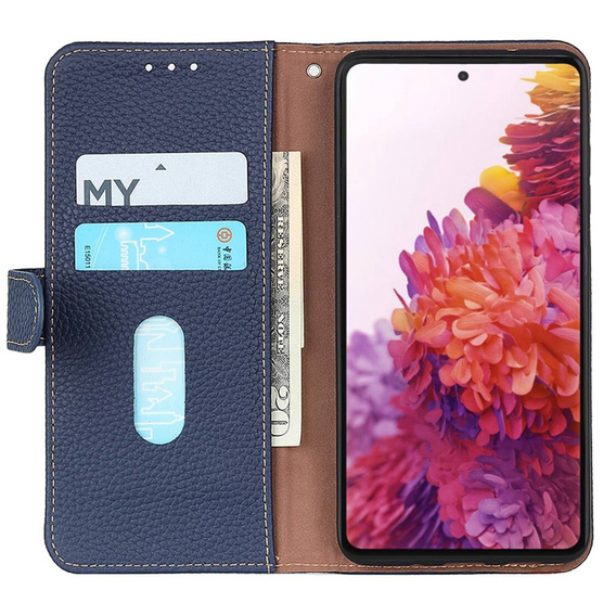 KHAZNEH RFID tok OnePlus 12R, Litchi textúra, kék