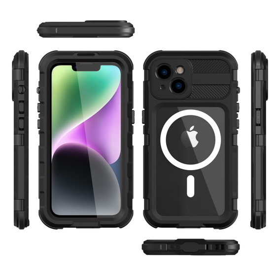 IP68 vízálló tok iPhone 14 készülékhez, SHELLBOX MagSafe, fekete
