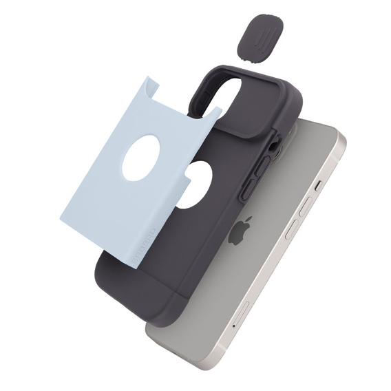 ERBORD MagSafe Cam Slider tok, kék + Képernyővédő üveg iPhone 13 / iPhone 14 készülékekhez