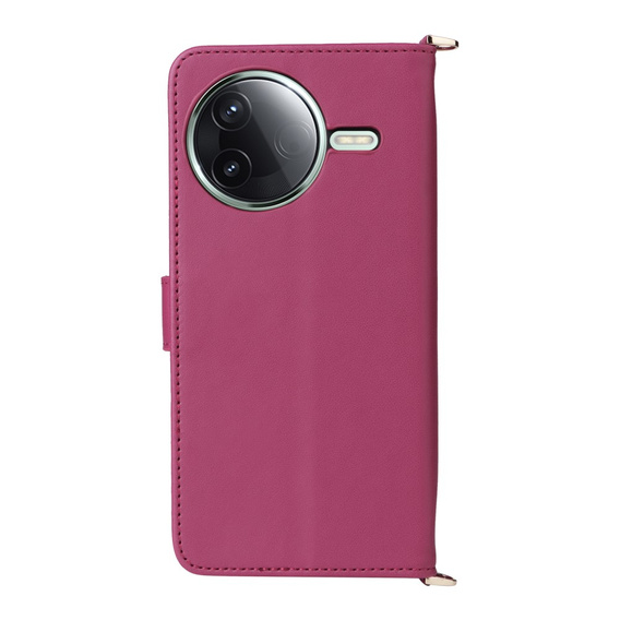 Tok patenttal a Xiaomi Poco F7 Ultra-hez, Crossbody Leather Wallet, bordó