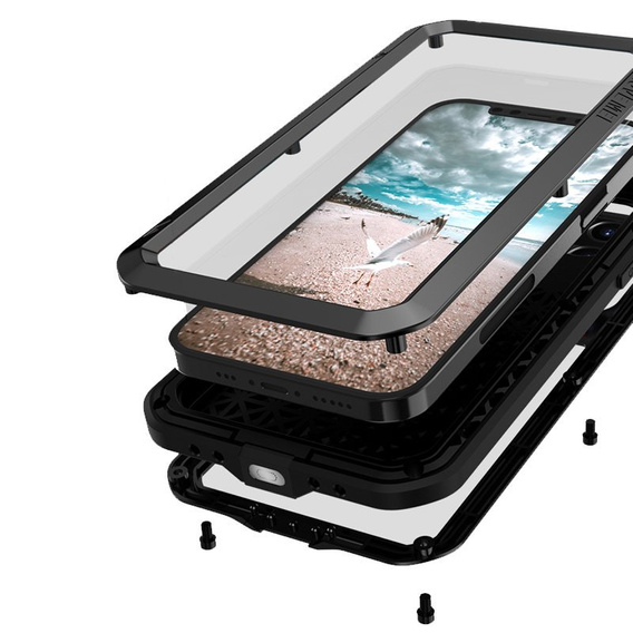 Love Mei Telefontok a iPhone 12 Pro, armored with glass, fekete