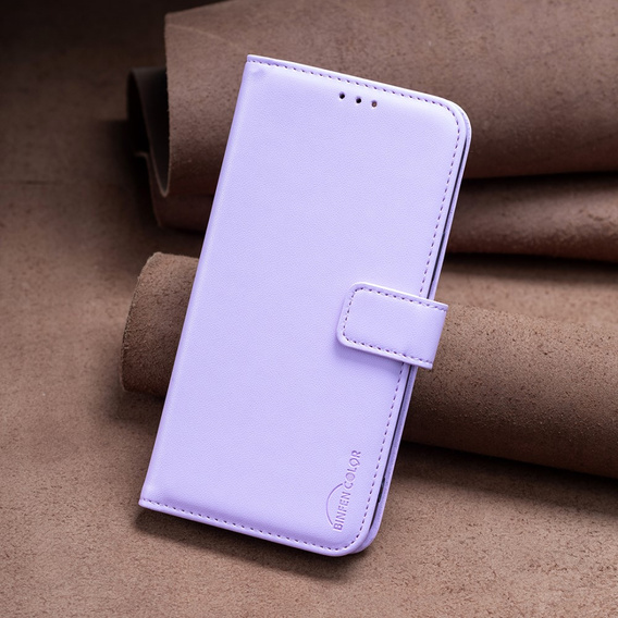 Pattintható tok a Samsung Galaxy A25 5G, BINFEN Wallet, lila + 9H üveg 