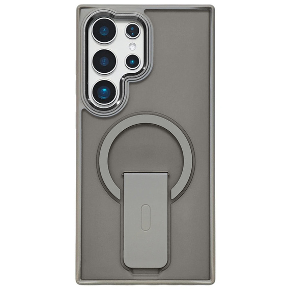 Tok Samsung Galaxy S25 Ultra, Kickstand Matt Case, MagSafe-hoz, szürke + képernyőüveg