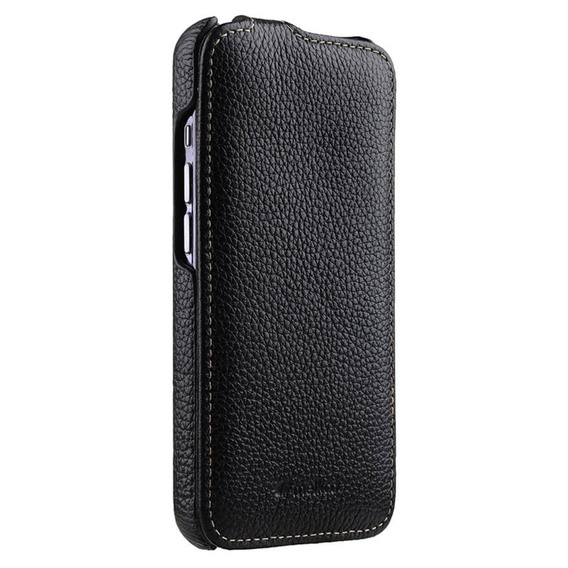 MELKCO flip tok iPhone 15 Pro-hoz, bőr, flip, fekete