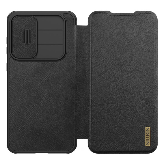 NILLKIN flip tok Samsung Galaxy A56, CamShield Qin Pro, bőr, fekete