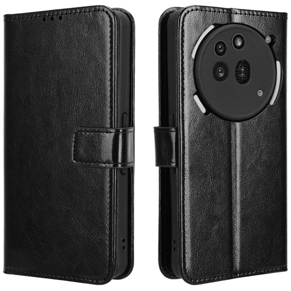 Pattintható tok a Nothing Phone 3A Pro, Crazy Horse Wallet, fekete