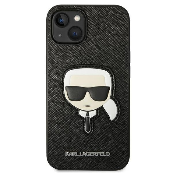 Karl Lagerfeld Telefontok a iPhone 14 Plus, Saffiano Karl's Head Patch, fekete