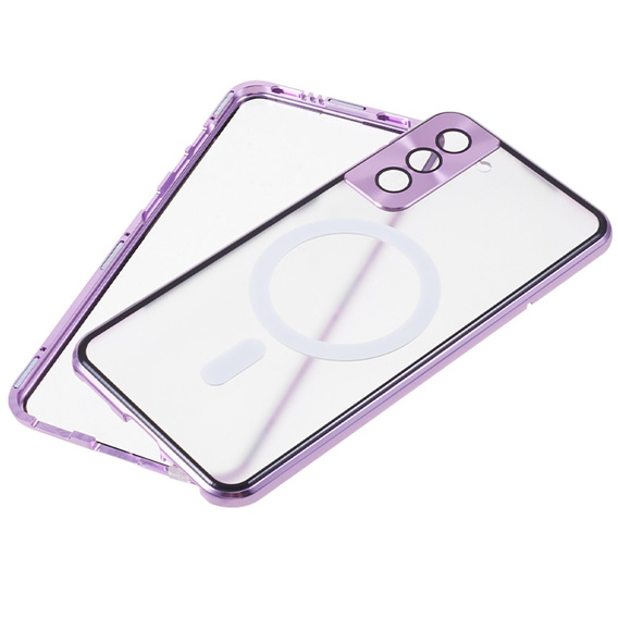 Magnetic Dual Glass MagSafe tok Samsung Galaxy S22, lila