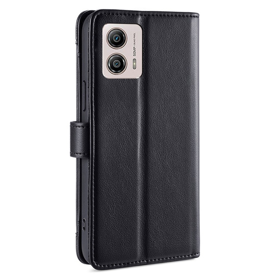 Pattintható tok a Motorola Moto G53 5G/ G23 4G/ G13 4G, Wallet Zipper Pocket, fekete