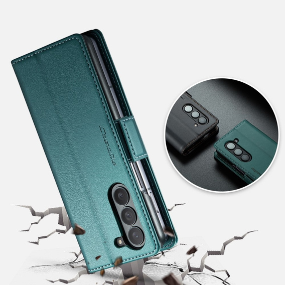 CASEME flip tok Samsung Galaxy Z Fold6 5G, Litchi Wallet, zöld