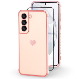 tok Samsung Galaxy S21, Electro heart, rózsaszín rose gold + Full Glue Kerámiaüveg