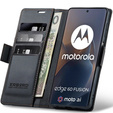 Tok Motorola Edge 60 / 60 Fusion, ERBORD Glossy Litchi, pénztárca patenttal, fekete
