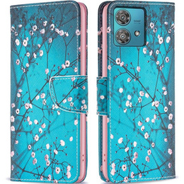 Pattintható tok a Motorola Edge 40 Neo, Wallet, sakura, kék