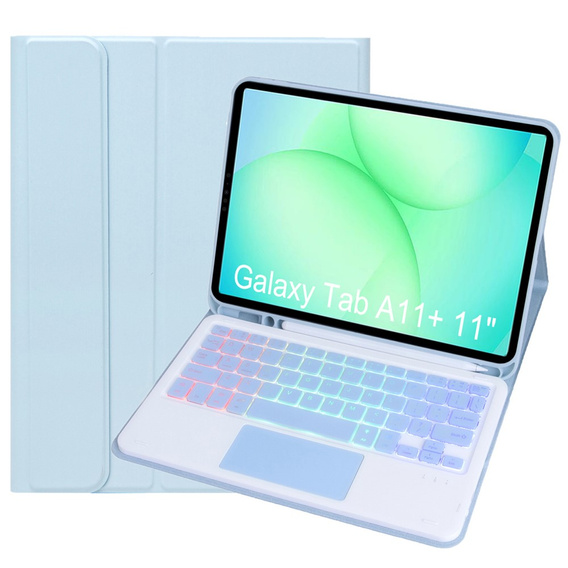 Háttérvilágítású Bluetooth billentyűzettel és érintőpaddal ellátott tok Samsung Galaxy Tab A11+ készülékhez