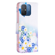 Pattintható tok a Xiaomi Redmi 12C, butterfly and flowers, fehér