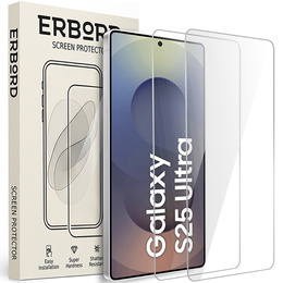 2x edzett üveg ERBORD 9H Hard Glass a képernyőn a Samsung Galaxy S25 Ultra